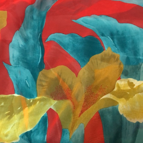 VTG Christian Fischbacher Signature Silk Scarf Stunning Iris Floral Pattern - Picture 6 of 15